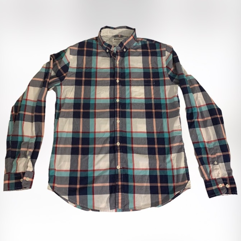 Express Plaid Button Down Cotton Shirt Long Sleeve Womens Size M